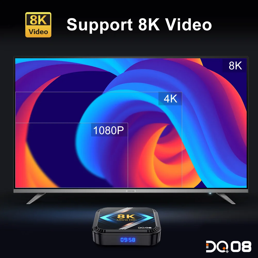 DQ08 RK3528 Smart TV Box Android 13 Quad Core Cortex A53 Support