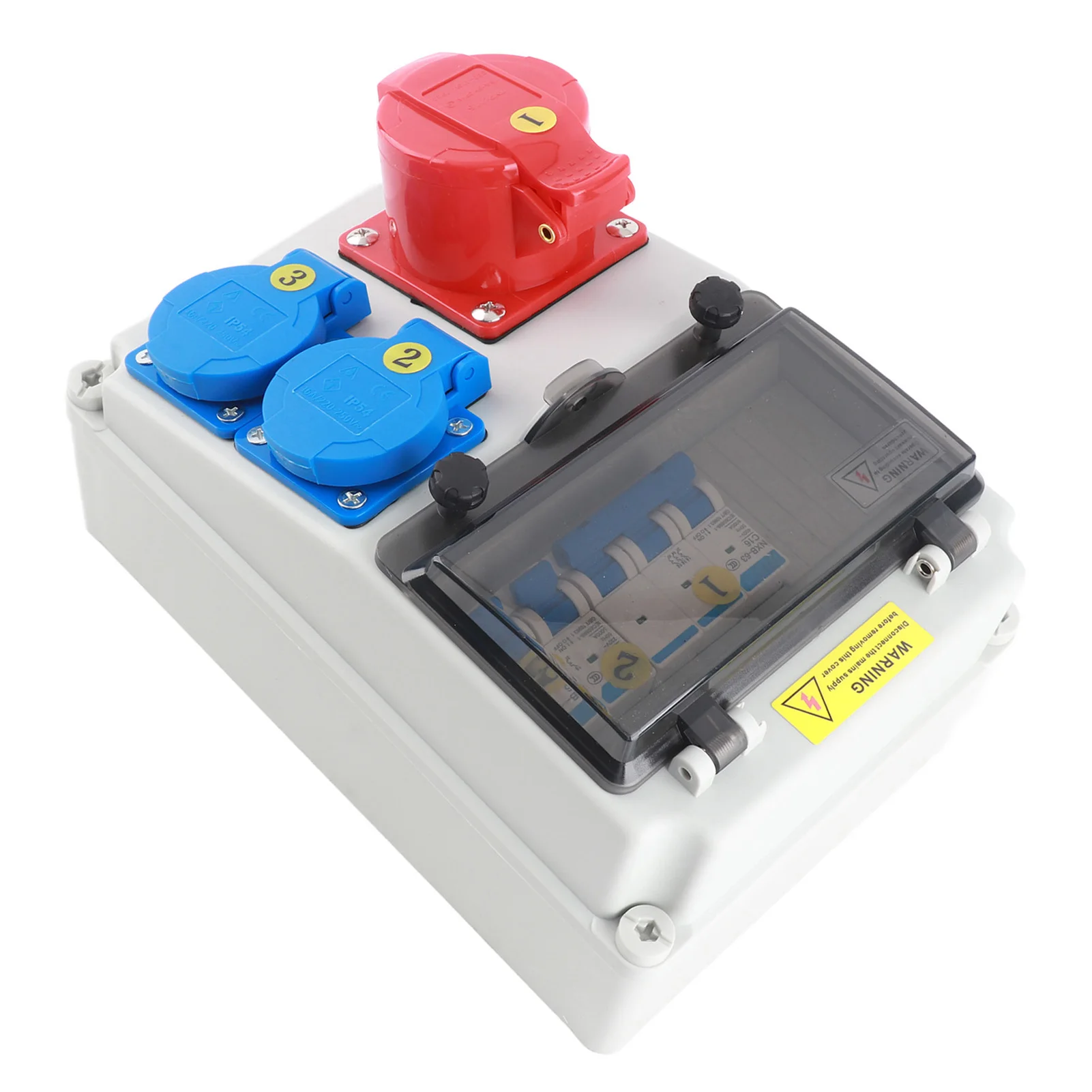 Power Outlet Box European Style Industrial Water Proof Socket Box 2PCS 2 Core 220‑250V16A 5 Core 380‑415V16A C16 Circuit Breaker