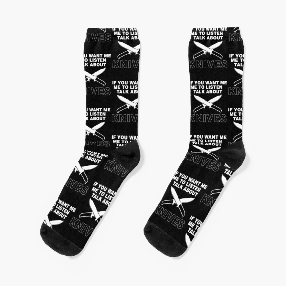 

Talk About Knives Knife Collector design Socks funny sock sports stockings floral colored Socks Man Women's