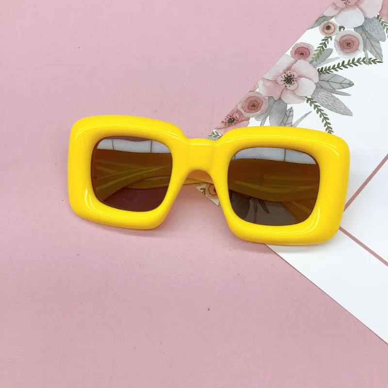 Candy Color Square Kids Y2k Eyeglasses Fashion Anti-blue Light Inflatable Thick Computer Glasses Frame Boys Girls Retro Shades