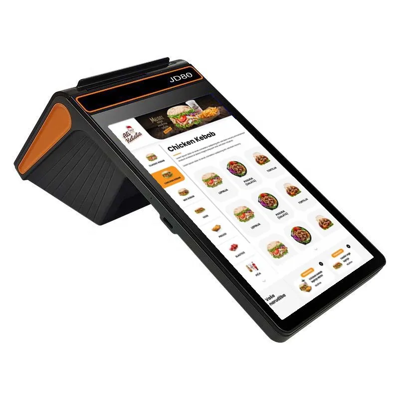 Desktop 8 Inch Android 12 POS Terminal with 58/80mm Printer, Loyverse Desktop POS 4G WIFI BT Mobile POS, NFC 2D Scanner Cash Reg