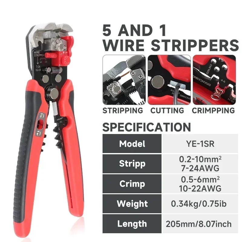 Wire Stripper Tools Multitool  YES-1R Automatic 5 In1 Stripping Cutter Crimping Cable Wire Electrician Repair pliers multi tool