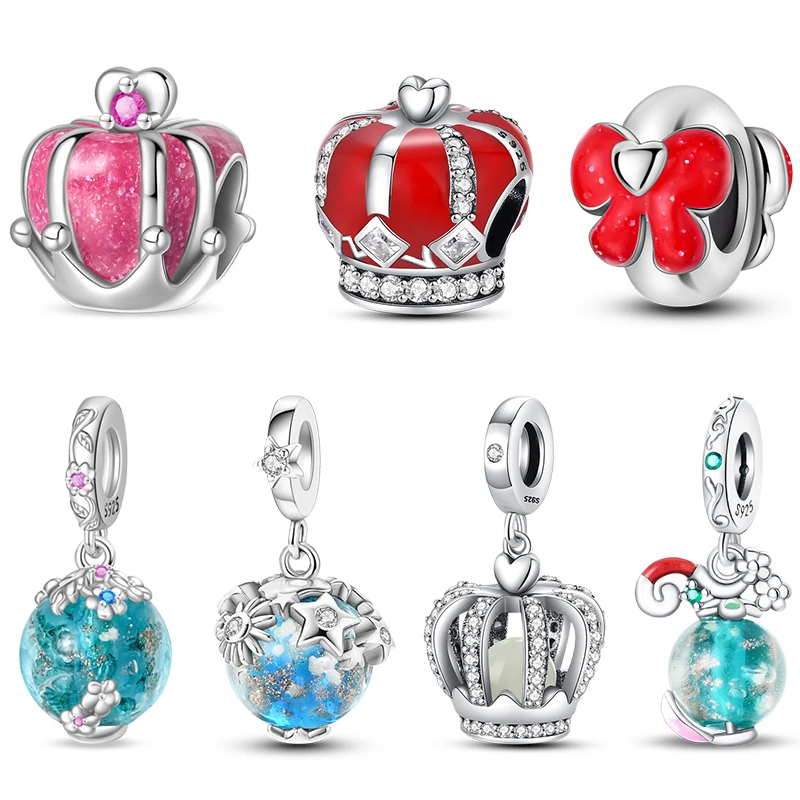 100% 925 Sterling Silver Glowing Princess Crown Luminous Charms Beads Fit Pandora 925 Original Bracelets Fine DIY Jewelry Gift