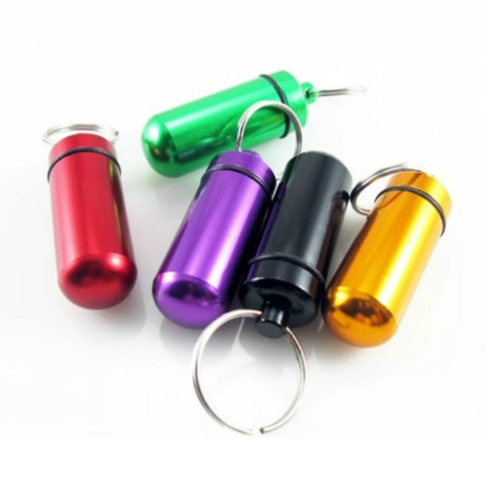 1pc Waterproof Pill Box Case Container Capsule Bottle Keychain Travel Outdoor Portable Seal Pill Case