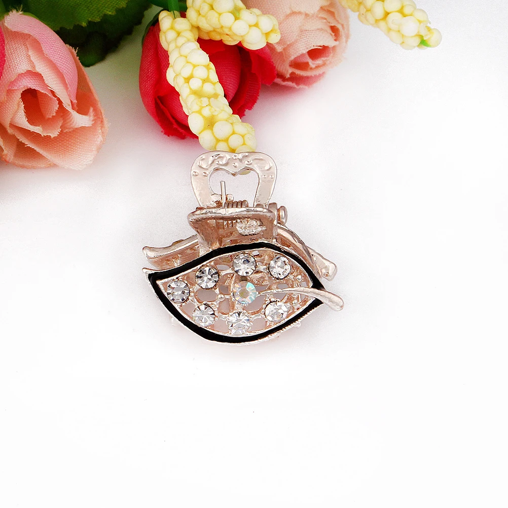 

6pcs Hollow Hair Claw Rhinestone Inlaid Mini Hair Clamps Headwear for (Random Pattern and Color)