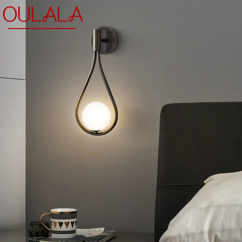 Oulala latão interior lâmpada de parede led preto arandela iluminação vidro criativo simples decoração para casa sala estar quarto