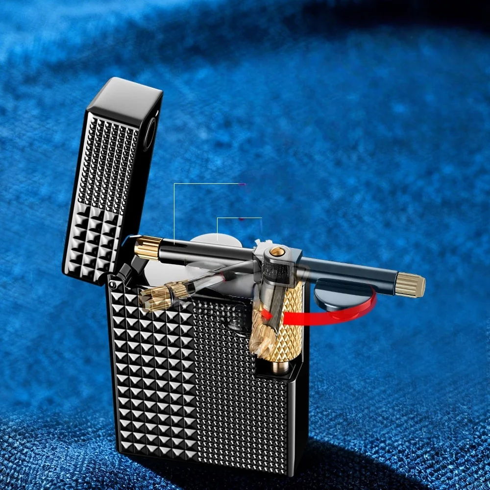 HB-322 Small Square Lighter Creative Grinding Wheel High-end Small Portable Sliding Wheel Open Flame Gift for Boyfriend Metal