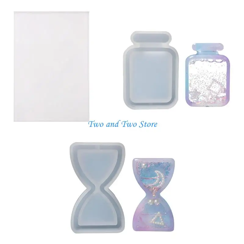 HX6F Flexible Silicone Sand Timer Bottle Keychain Mold For Handmade Jewelry Keychain Accessories