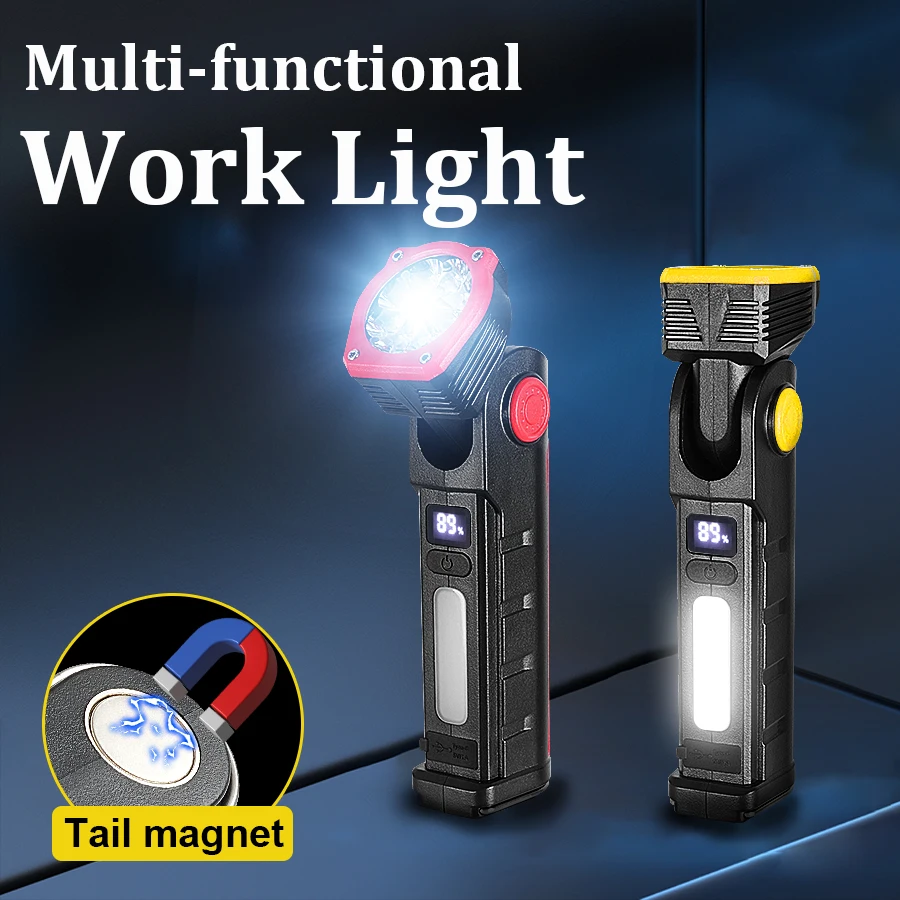 Multifunctional Flashlight Portable Lantern Rechargeable LED Light With Magnet Work Lamp Powerful Camping Light Waterproof Torch