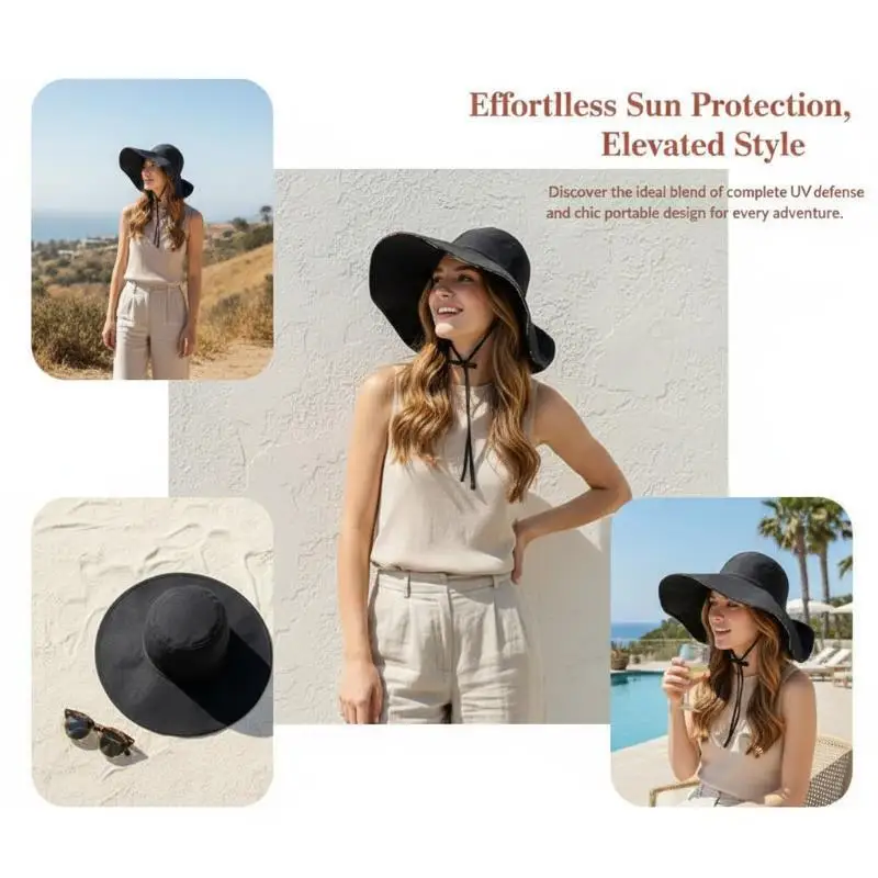 Double-sided Sun Hat Lightweight Foldable UV Blocking Wide Brim Cap for Travel Beach Hiking Summer Outdoor Sports