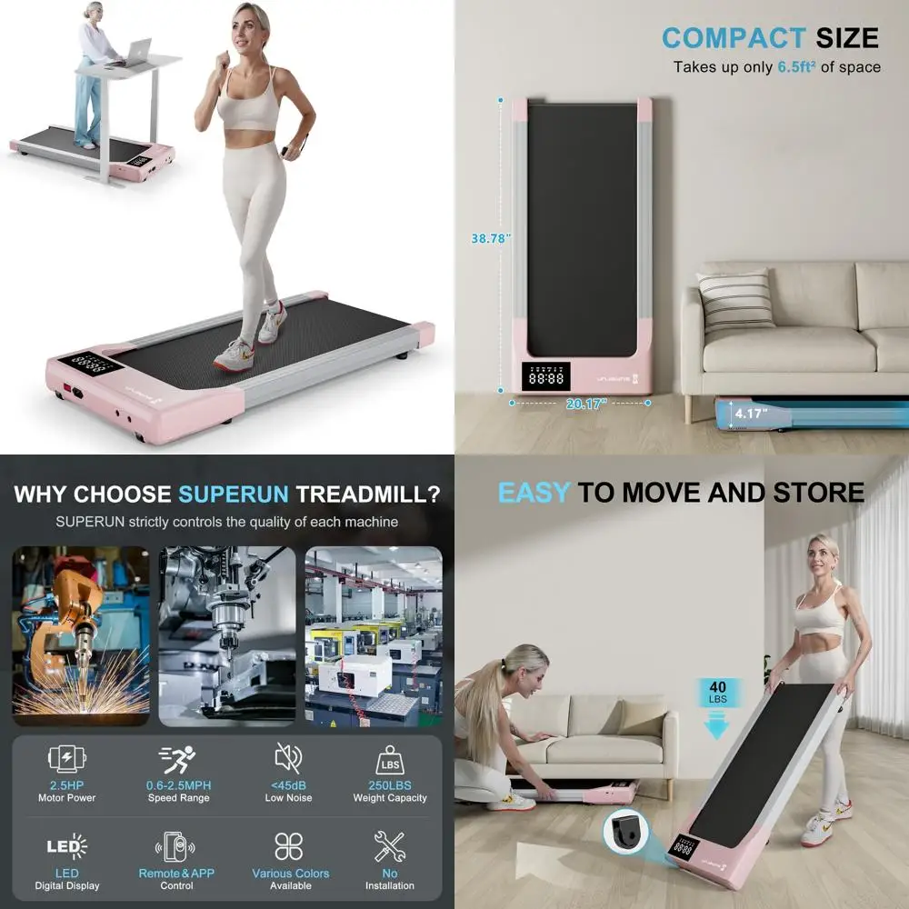 جهاز سير محمول 3 في 1 تحت المكتب مع جهاز تحكم عن بعد، شاشة LED، آلة الركض المشي هادئة 2.5 حصان للاستخدام المنزلي والمكاتب #1