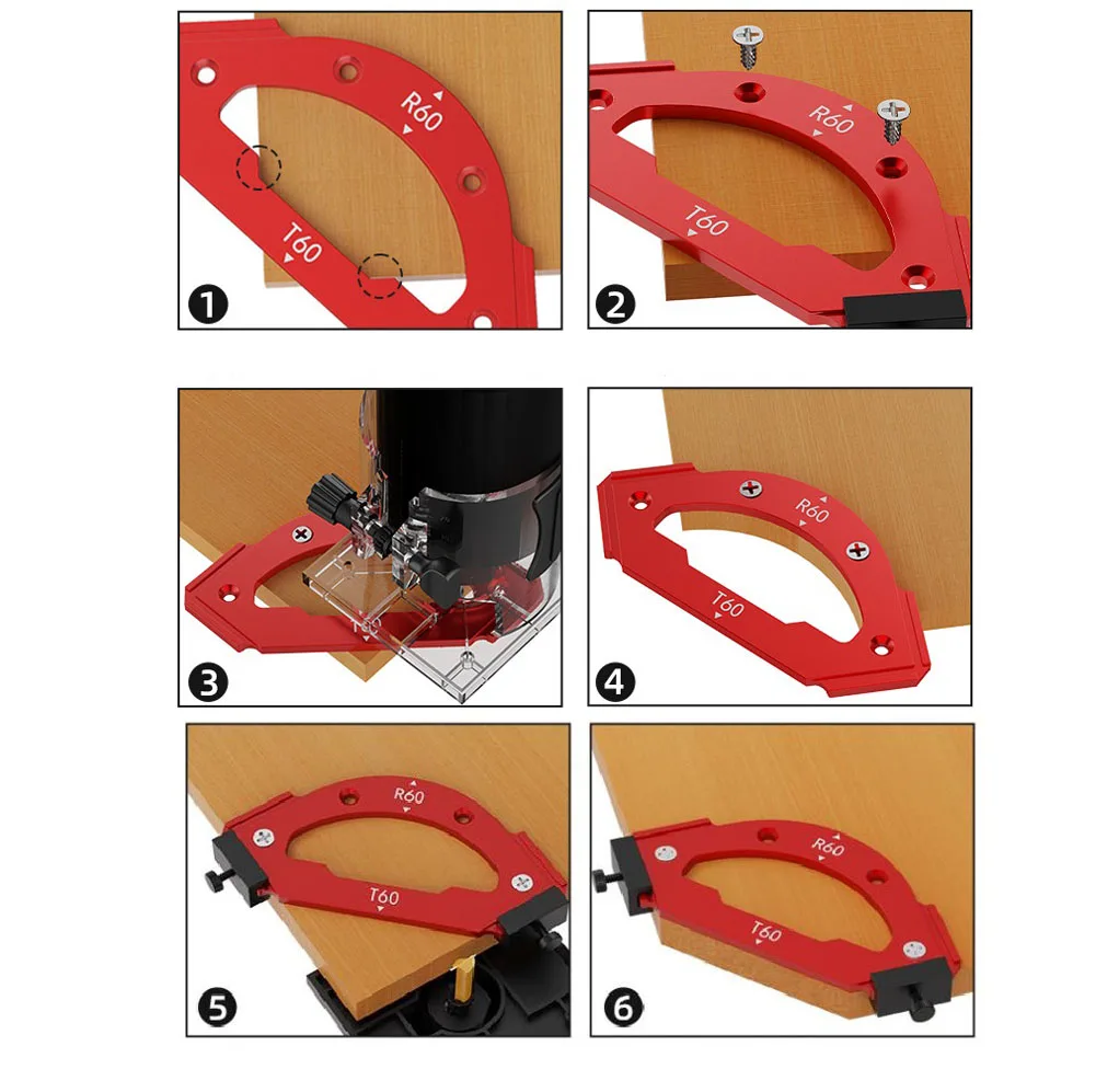 Aluminum Alloy Routing Jig Kit 7pcs Table Corner Radius Templates R10 R20 R30 R35 R40 R50 R60 for Woodworkers and DIY