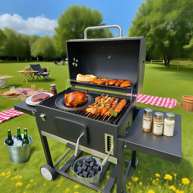 CE/DGCCRE/LFGB XXL Large Heavy Charcoal Barbeque Grill Smoker Bbq Charcoal Grill with Round Pizza Pan