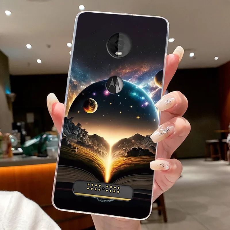 For Motorola Moto Z4 Play Soft Silicone TPU Clear Shell Elegant Painted Casing Wildflower Anti-scratch Cover For Moto Z4 Play