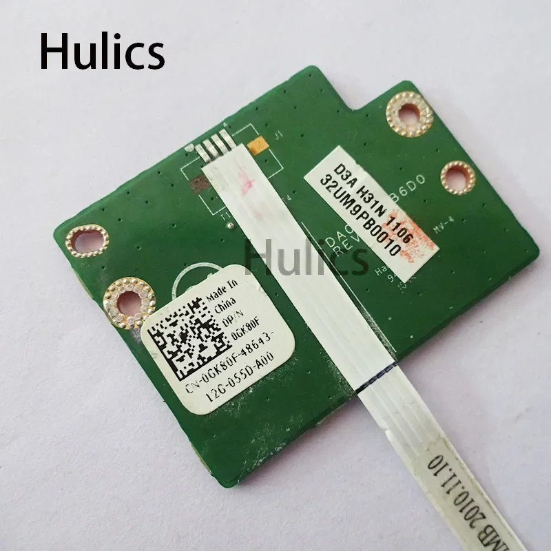 Hulics Used CN-0GK80F FOR Dell Inspiron N7010 Power Button Board Cable GK80F 0GK80F DA0UM9PB6D0