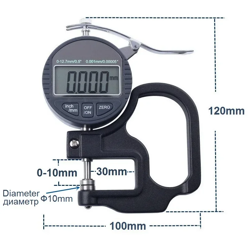 Flat Head Digital Caliper Gauge 0-25mm Thickness Gauge Digital Percentage Micrometer Film Cable Leather Paper Measuring Tools