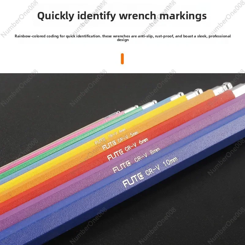 Professional Long Arm Hex Key Set, Metric & SAE Ball End Allen Wrench, Industrial Grade Foldable Tool Kit with Color Code