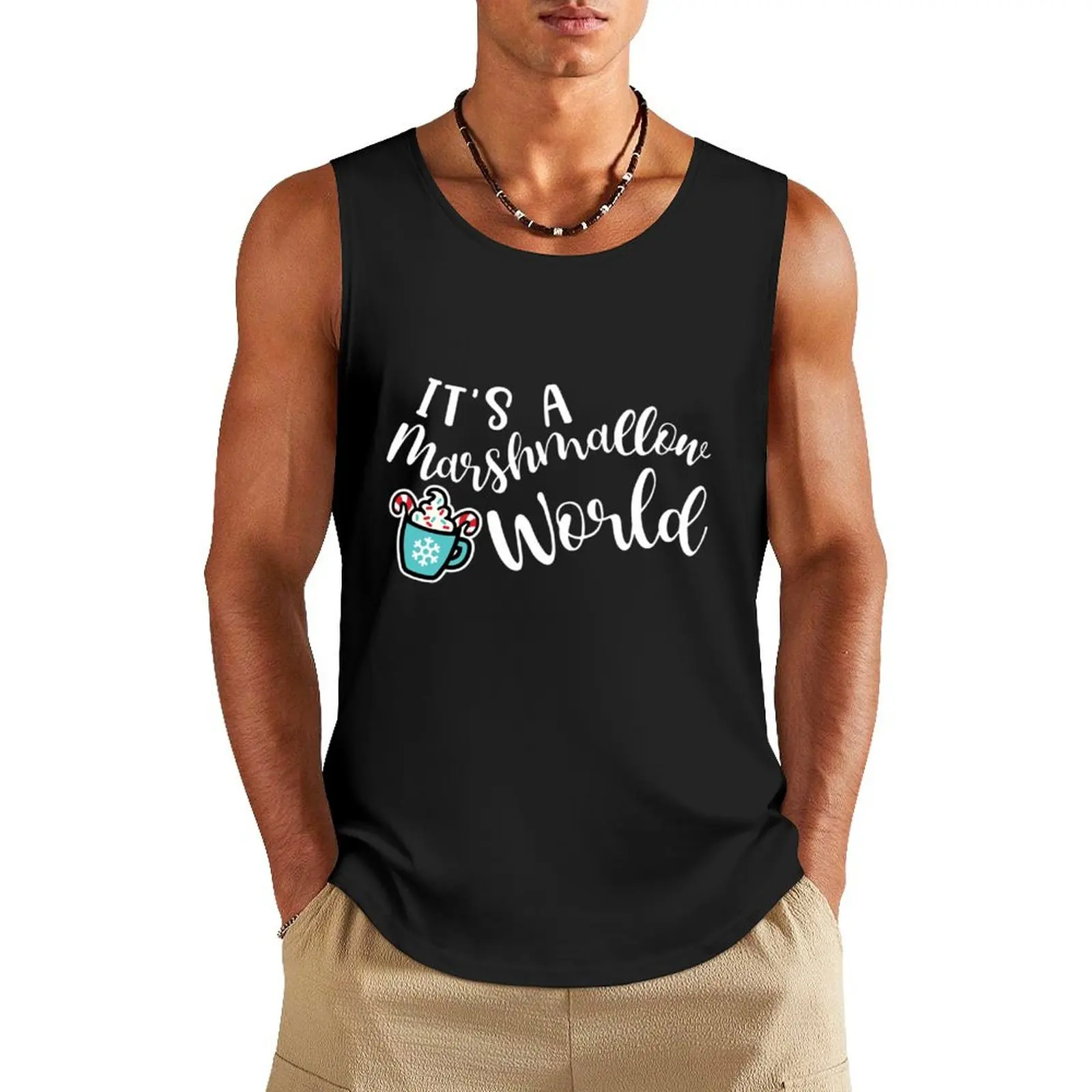 It39;s A Marshmallow World Christmas Hot Cocoa Snow Cute Funny Tank Top fitness Body man Top summer t-shirt gym man