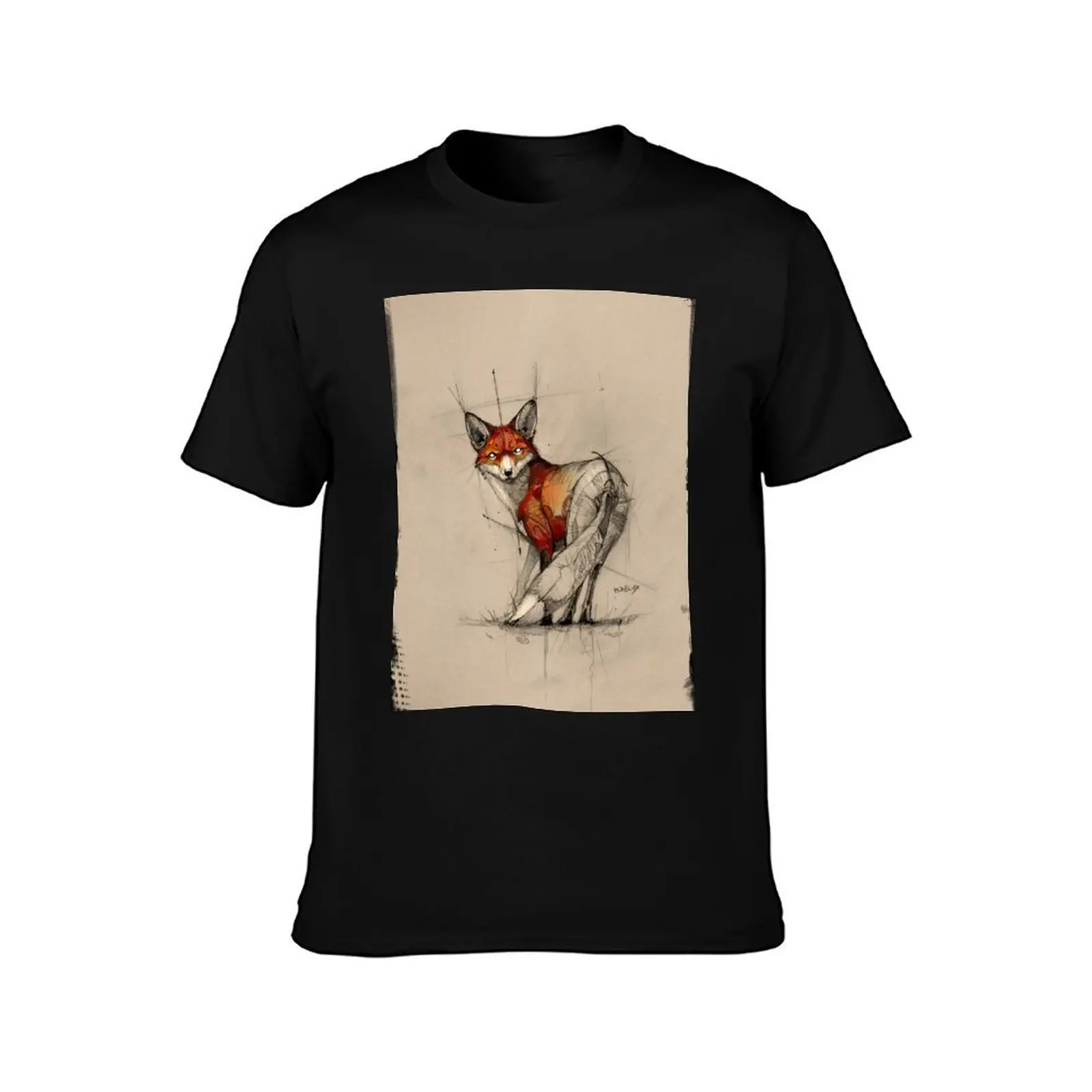 fox sketch frame psdelux T-Shirt cotton t shirts high quality T-Shirt