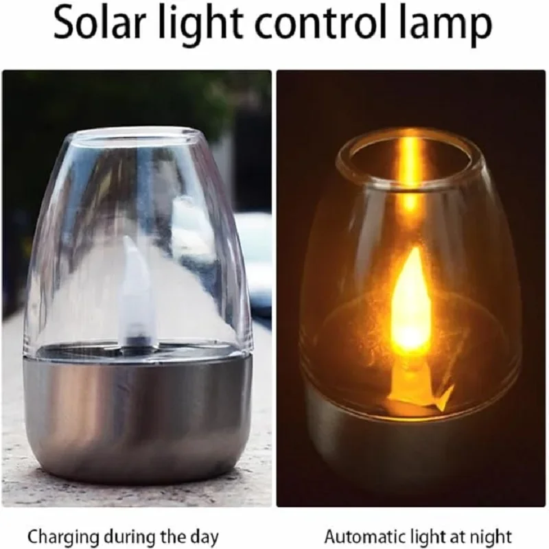 Bougies sans flamme à énergie solaire, veilleuse LED étanche pour l'extérieur, décoration de jardin, de fête de mariage, lampe d'ambiance de vacances