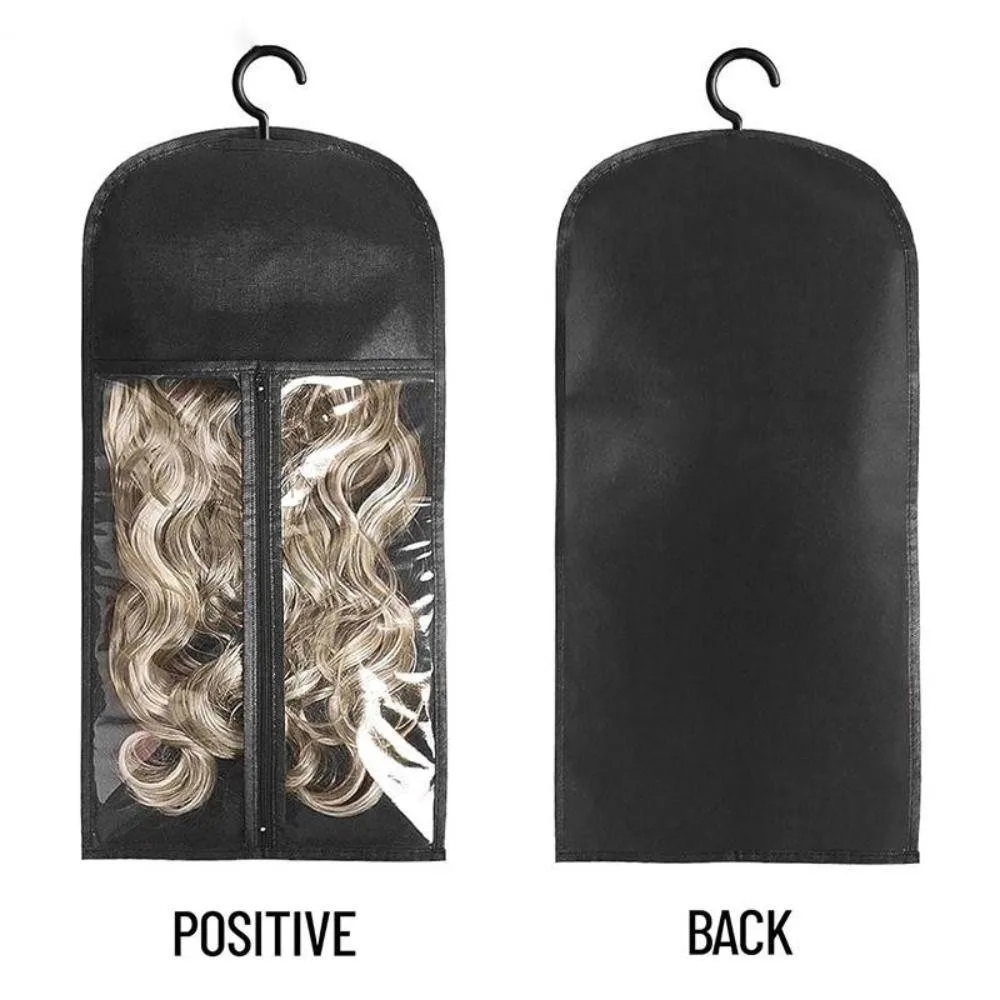 

Hair Extensions Storage Bag, 30X60cm Transparent Wig Bag, Durable Non-woven with Hanger Clothes Dust Cover