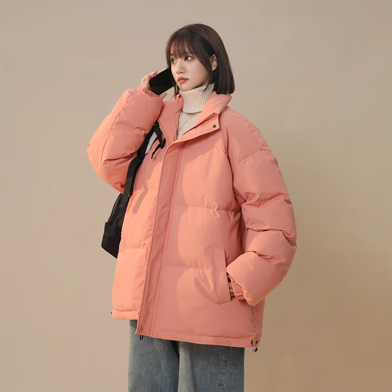 

Fashionable Stand-up Collar Cotton Jacket for Men Winter Warm Overcoat Short Loose Cold-proof Coat Teenagers Outdoor Activities