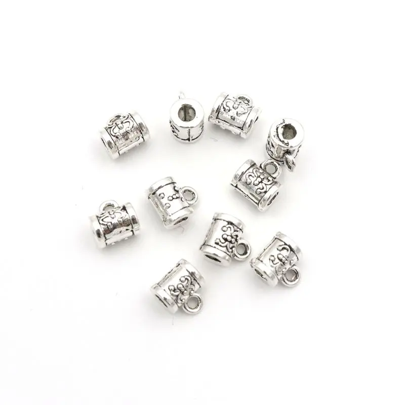 50pcs Tibeten Silver Retro Big Hole Hangings Beads Slide Connector Charms For Jewelry Making Findings Wholesale Accessories