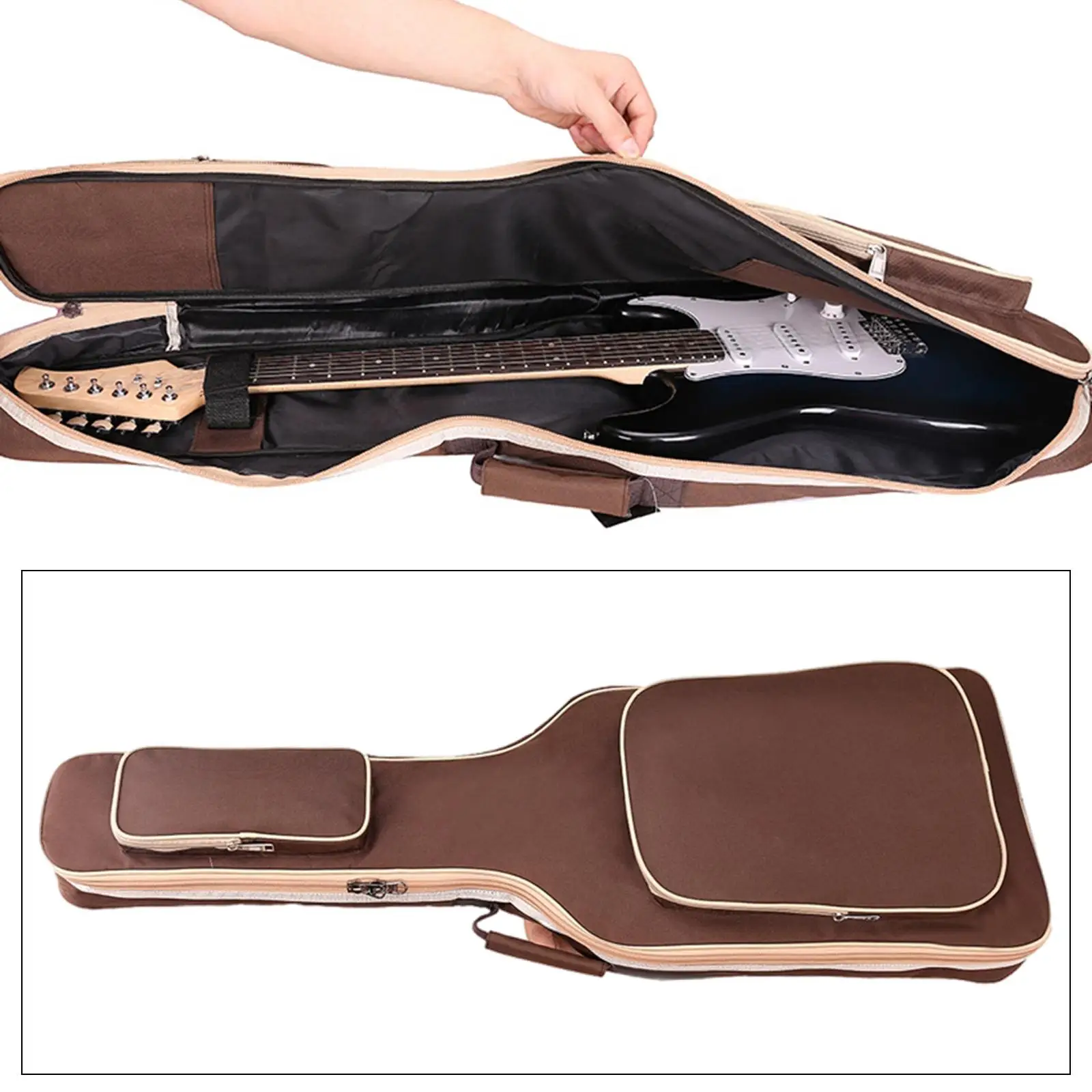 Electric Guitar Case Double Straps Pad with s Organizer Bass Bag for Concert