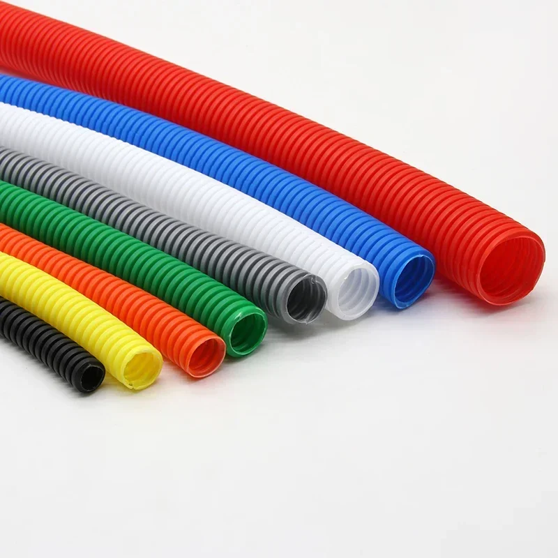 1/5/10M Wire Conduit Convoluted Tubing Harness Wire Threading Plastic Sleeve Flexible Split Loom Wire Cover Corrugated Pipe