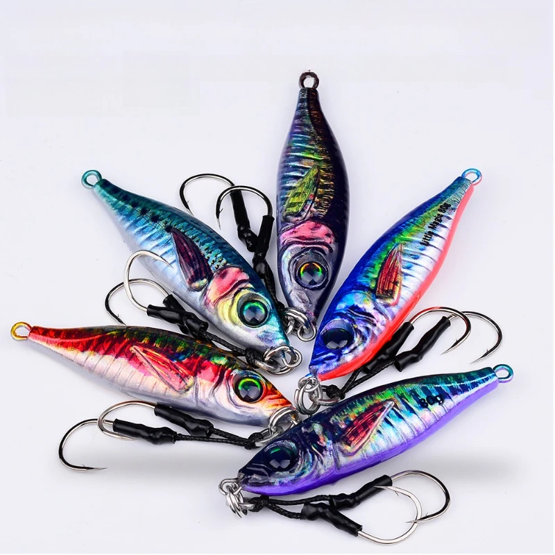

3pcs 30g-80g Luminous Slow Jig Casting Metal Jig Trout Fishing Lure Artificial Bait Hard Jigging Hook Lure Metal Bionics