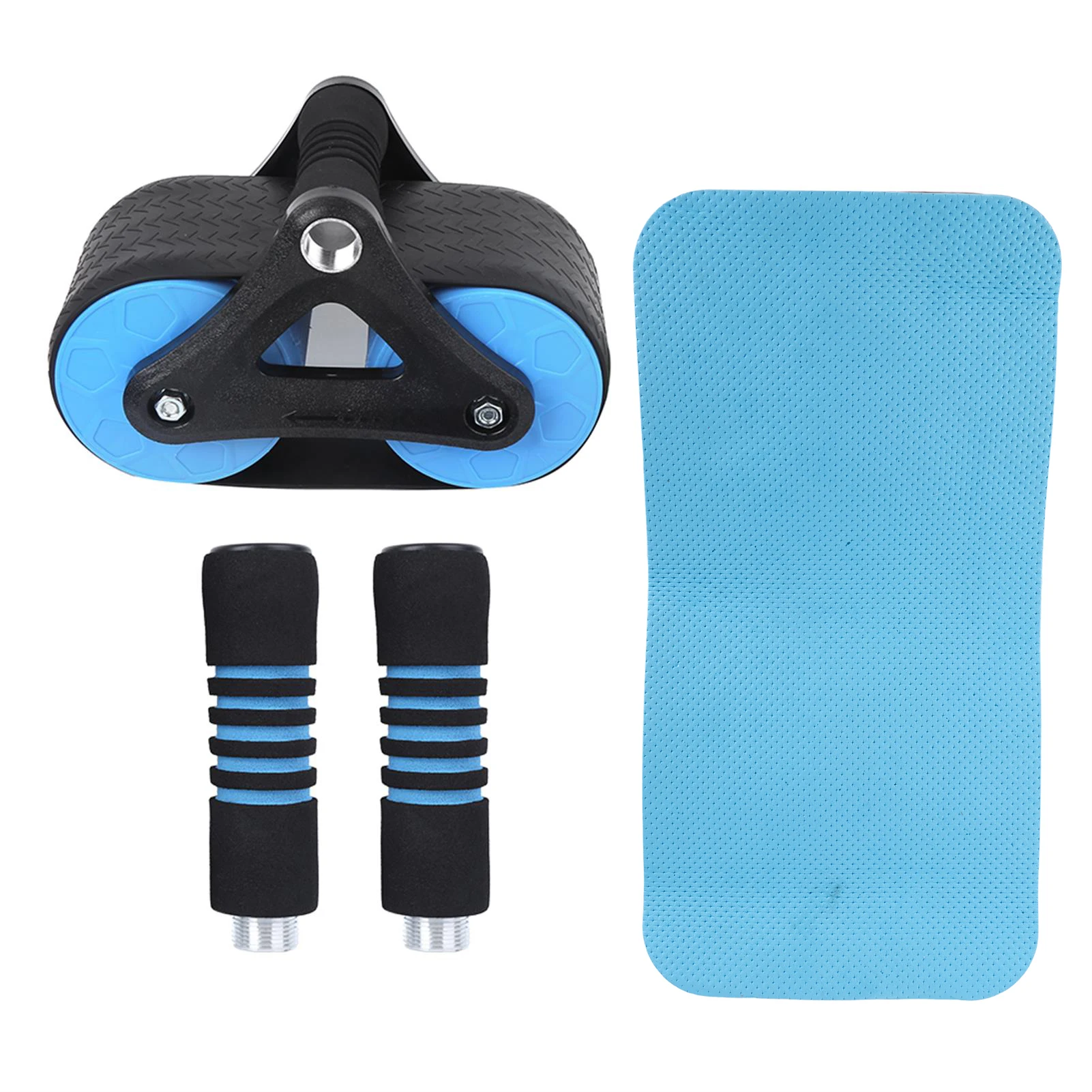 New Abdominal Exerciser Springback Wheels Roller Domestic Abdominal Exerciser Push‑up Training Mute Fitness Equipment Blue