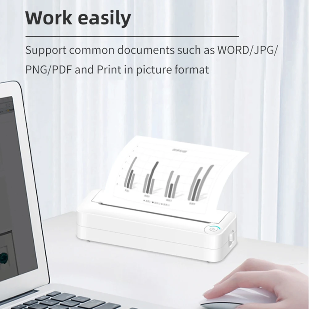 

A4 Paper Wireless Travel Printer Durable Mobile Printing Machine For Labels QR-Code