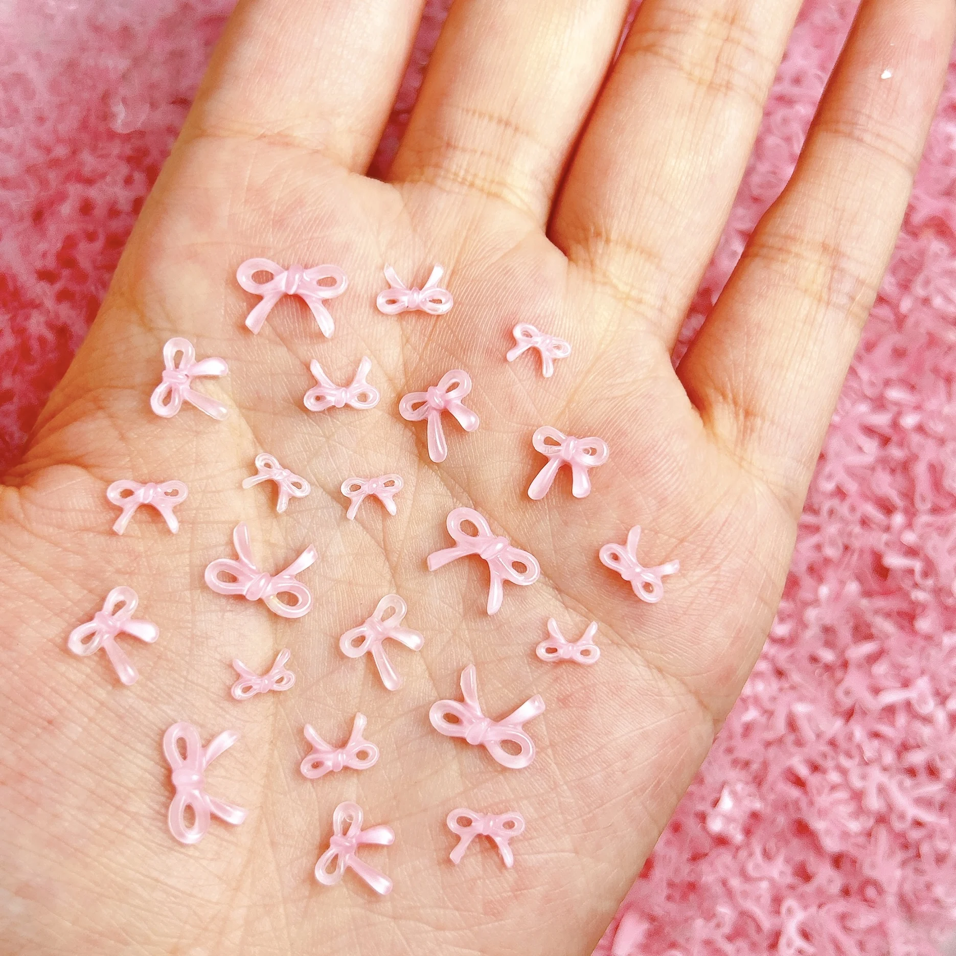 50PCS Effen Kleur Jelly Bowknots Nail Art Decoraties 3D Zoete Transparante Lijn Strikken Hars Nail Charms Accessoires voor DIY Nagels