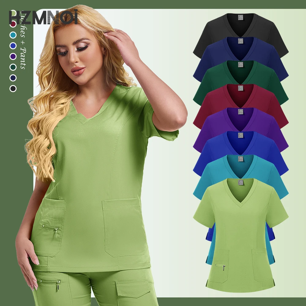 جديد صالون تجميل الأسنان ملابس العمل زي المستشفى ممرضة عمال الصيدلة فرك دعوى موحدة أعلى + السراويل الدعك الطبية مجموعات