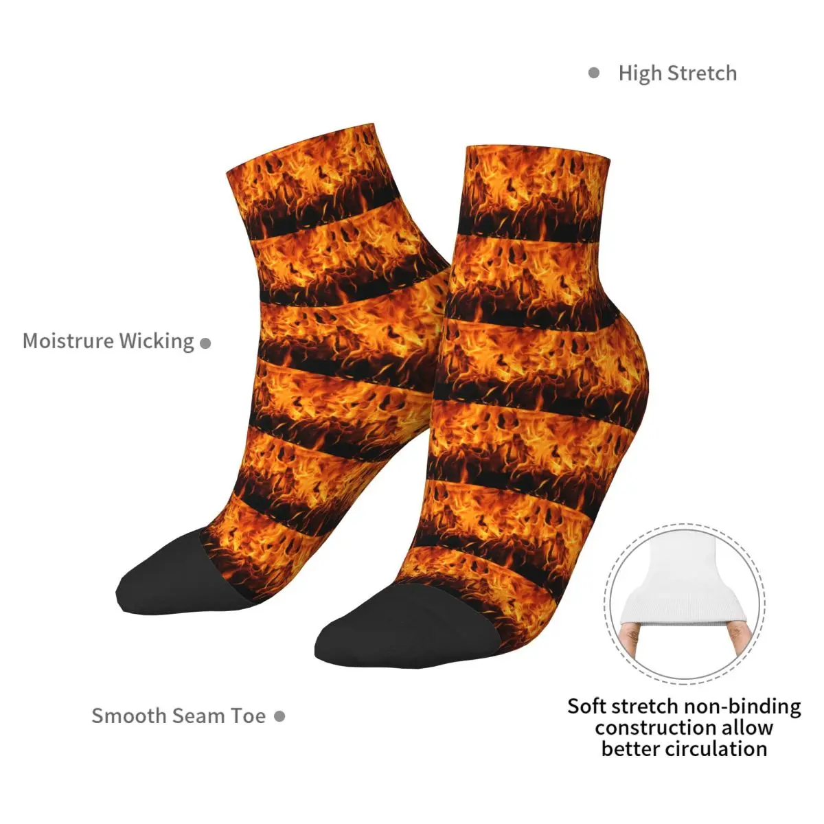 Chaussettes de feu brûlant avec étincelles, Harajuku, absorbant la sueur, toutes saisons, accessoires pour hommes et femmes, cadeau d'anniversaire