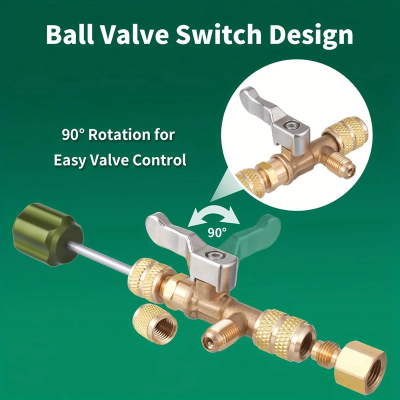 Super Sale HVAC Valve Core Removal Tool HS-1430 with Brass Adapters for Various Refrigerants Compatible with R22 R12 R410 R32 R4