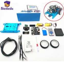KJ005 Intelligent Programmable Robot Intelligent Trolley Compatible with MBOT for Children to Learn Coding Introduction