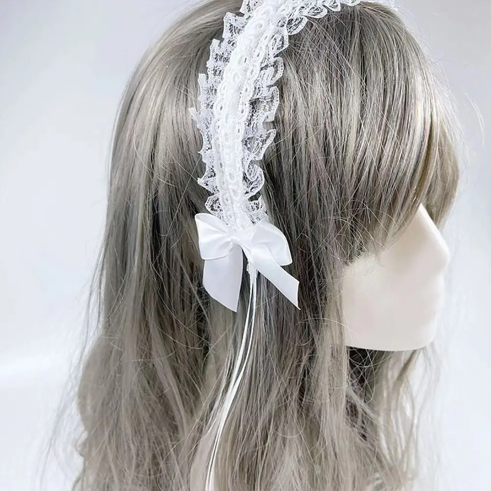 

Creative Multicolor Lolita Headband with Clips Lolita Bowknot Ribbon Headwear Cute Photo Props Sweet Lace Hairband Female