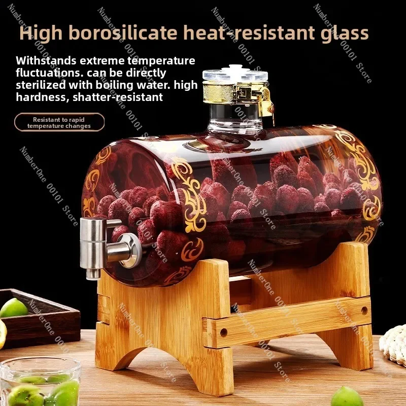 Glass Wine Dispenser with Faucet | Ideal for Sparkling, Fruit, and White Wine Storage