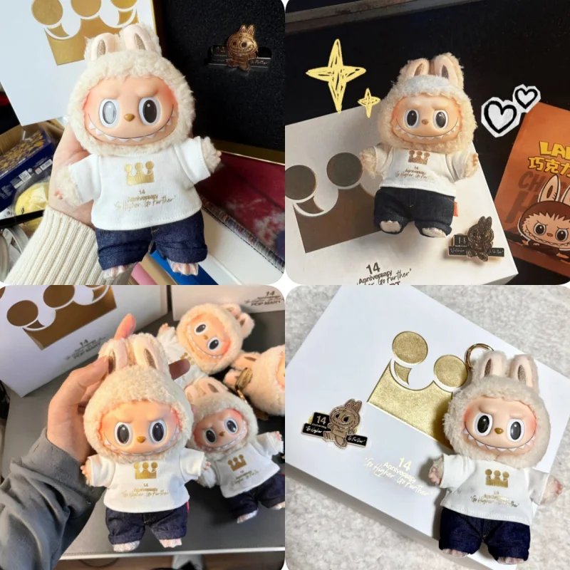 The 14th Anniversary Labubu Vinyl Pendant Creative Change Doll Figure Kawaii Doll Toys Replica Toys Birthday Gift Christmas Gift