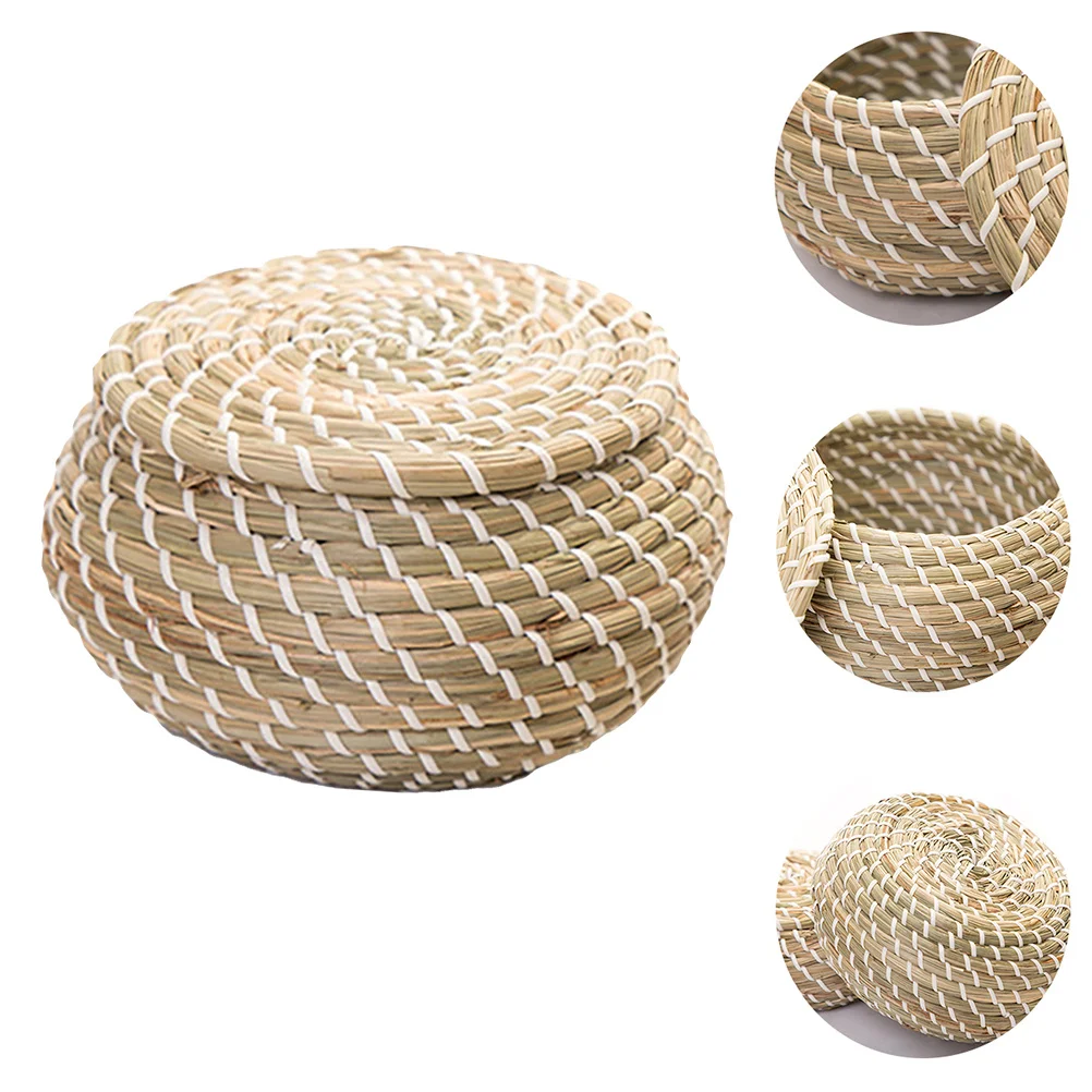 

Handmade Woven Straw Storage Basket Decorative Organizer Container Odorless Natural Material Safe for Kids Pets Home