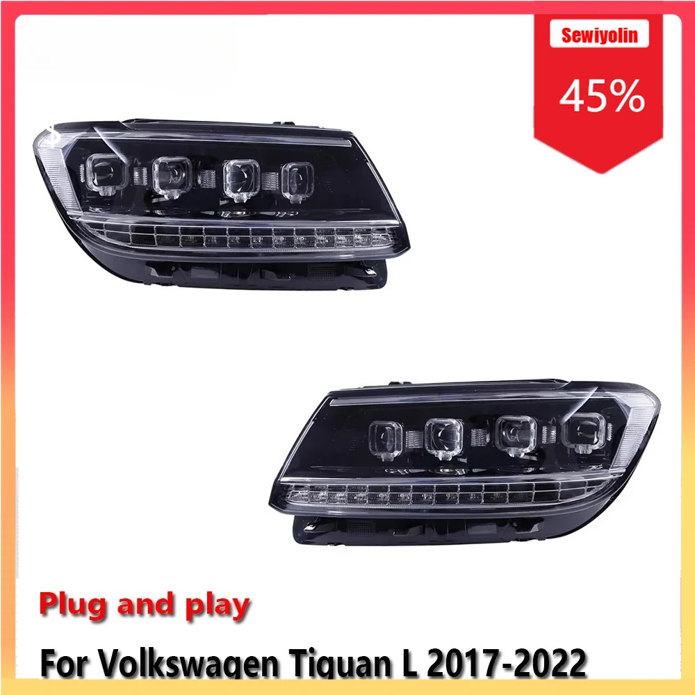 

Car LED Headlight Automobile Parts For Volkswagen Tiguan L 2017-2022 Fog DRL Brake Turn Signal Lamp Plug and Play