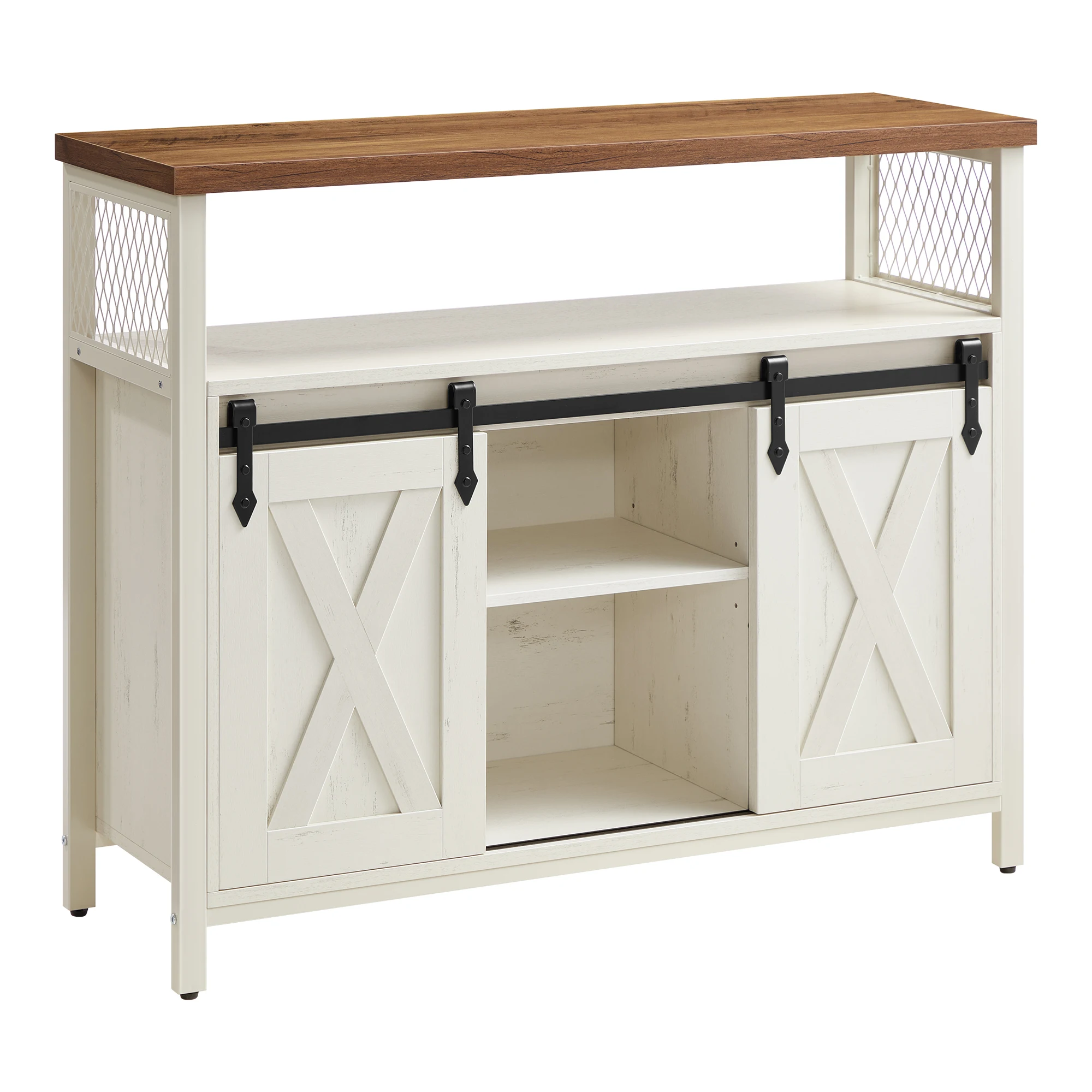 VASAGLE Sideboard, Küchenschrank, Aufbewahrungsschrank, mit 2 Schiebetüren, 33 x 100 x 80 cm, verstellbare Ablagen