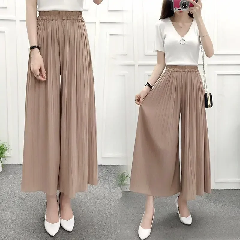 Spring Summer High-Waisted Slimming Women's Bell Bottoms Casual Trousers Korean Style Plus Size Ripped Black Cropped Pants