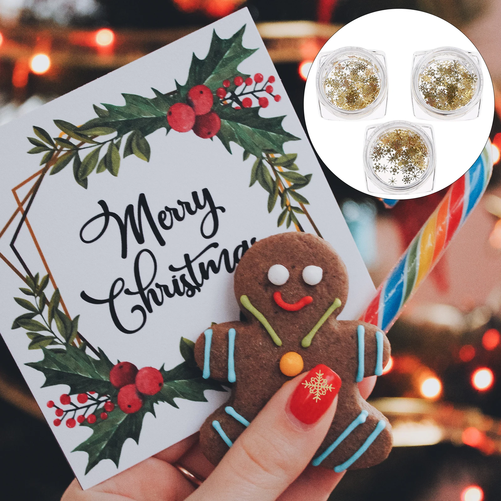 

Golden Metal Nail Charms Christmas Decals Manicure Sequins Snowflake Art Stickers Nail Patch Western Style Holiday Decorations
