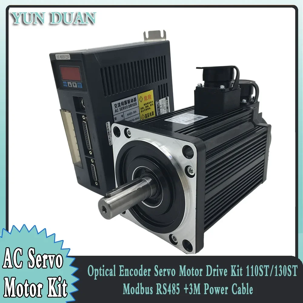 Servo Motor Drive Kit Optical Encoder 110ST/130ST Modbus RS485 3/5/10M Power Cable AC Drive Permanent Magnet Matched Driver AASD