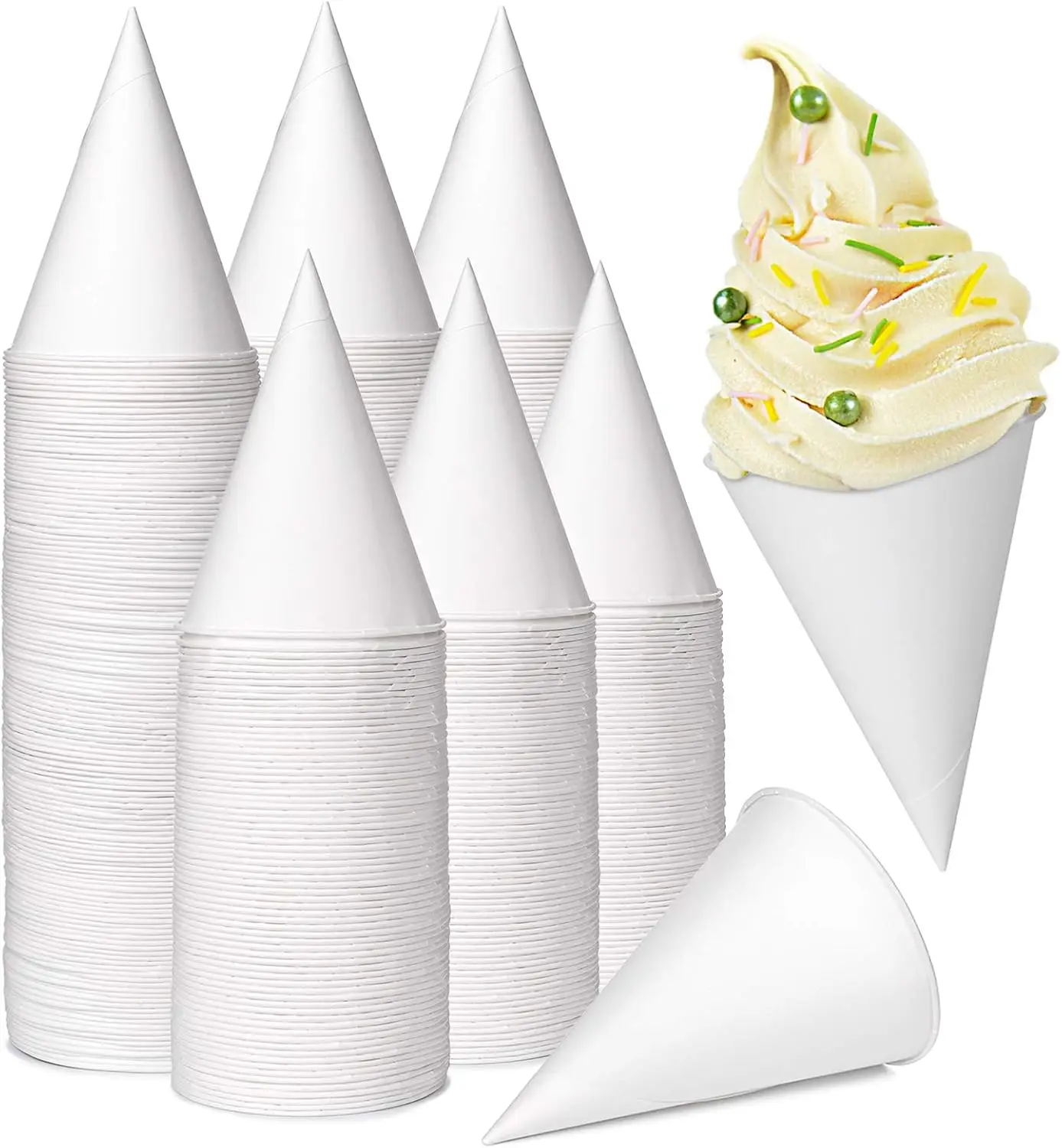 

600 Pack Cone Water Cups, 4OZ Disposable Dispenser Paper Snow Cups for Shaved Ice, Office Water Cooler, Sports Teams or