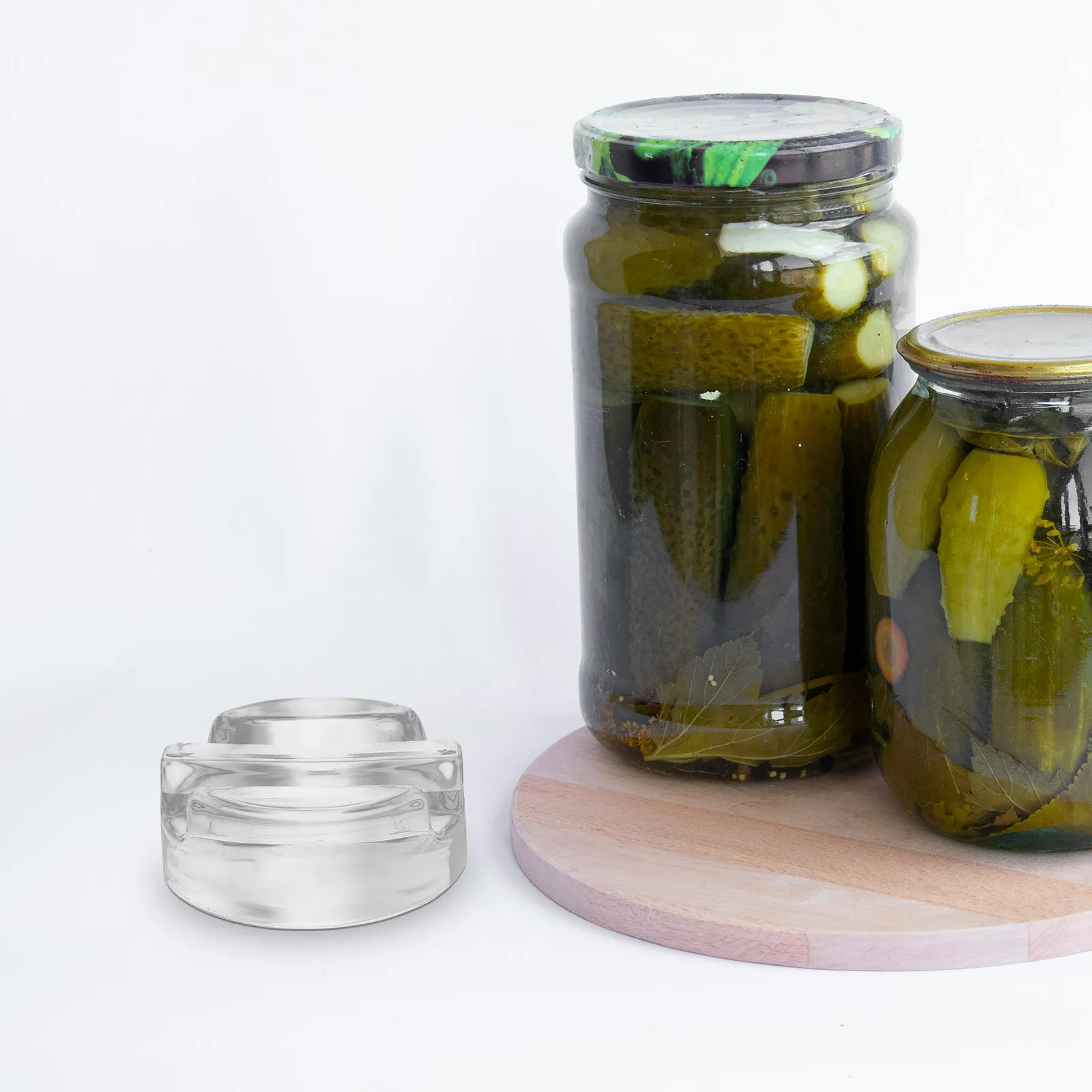 Peso de fermentación de vidrio transparente, pesado y multiusos para tarros de encurtidos, tapas de fermentación, repollo fermentado, kimchi, elaboración de sidra, elaboración de vino y zanahorias