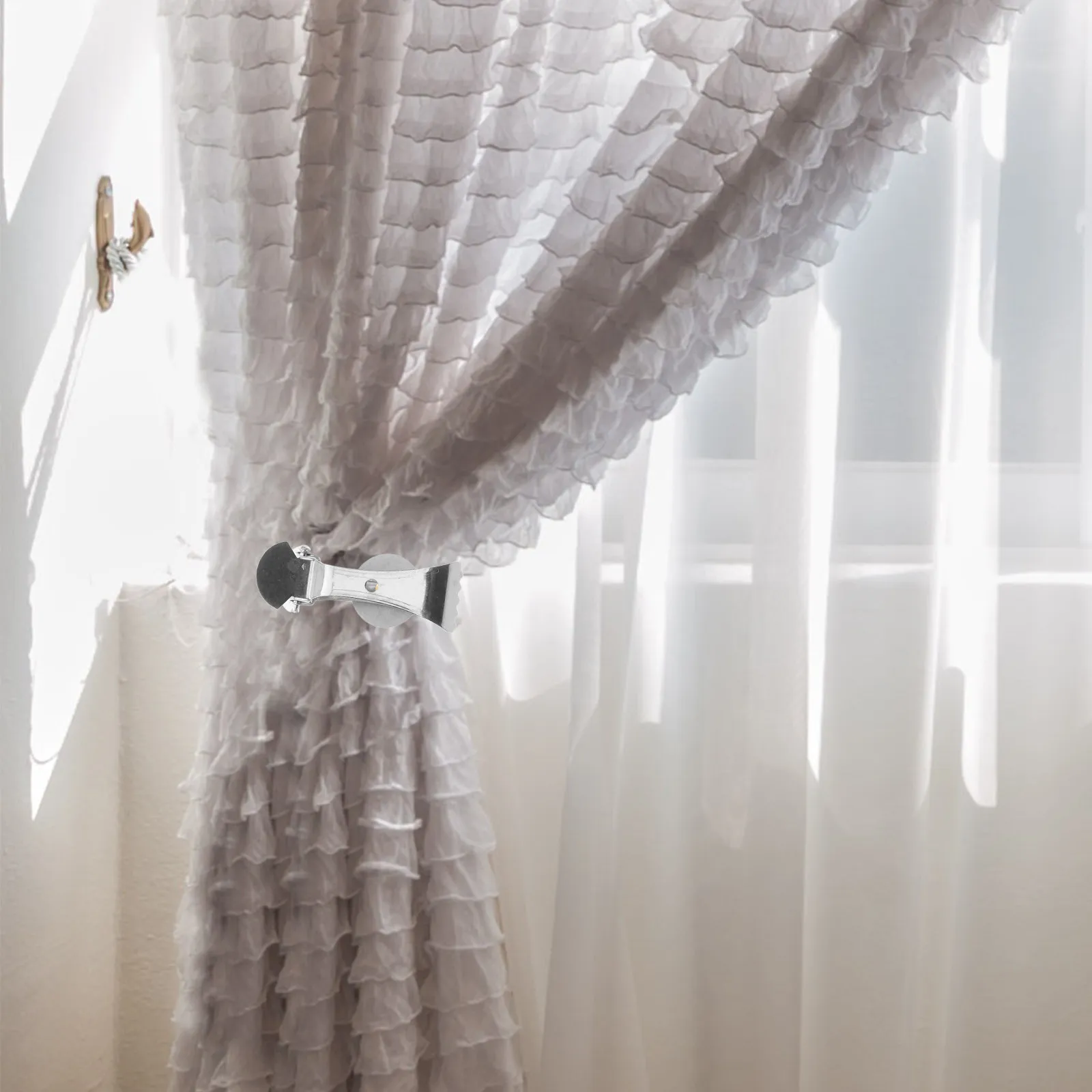 10Pcs Stainless Steel Curtain Tiebacks Wide Mouth Metal Curtain Holdbacks for Windows Bedroom Nursery Boho Decor Secure Serrated