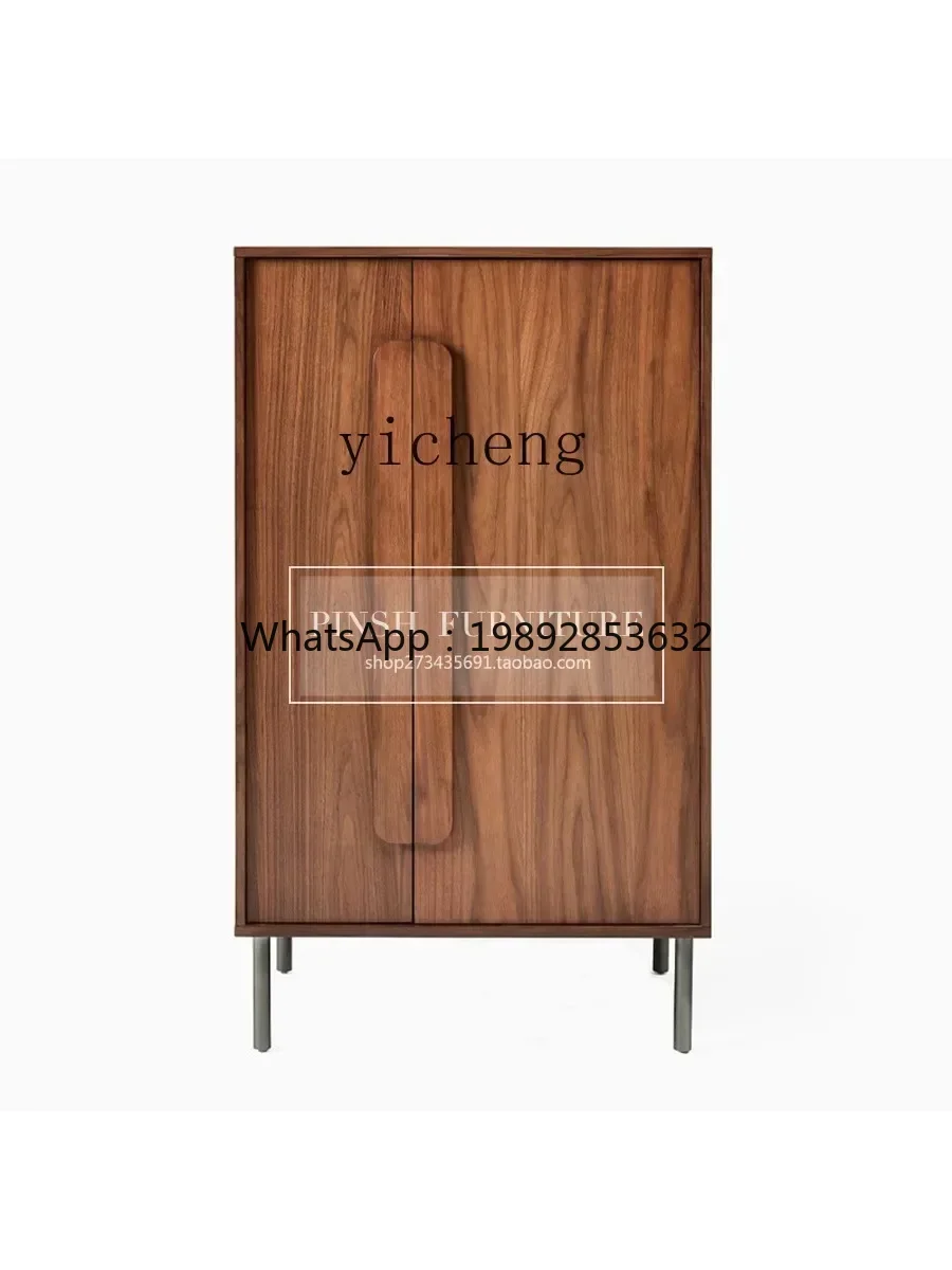Solid Wood Small Apartment Wardrobe Children's Bedroom Double Door Short Wardrobe Floor Standing Storage Cabinet